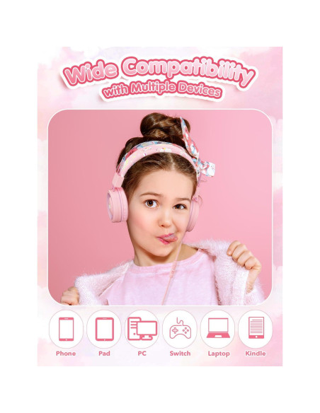Auriculares SIMJAR para Niños con Micrófono y Unicornio Rosa Auriculares SIMJAR para Niños con Micrófono y Unicornio Rosa