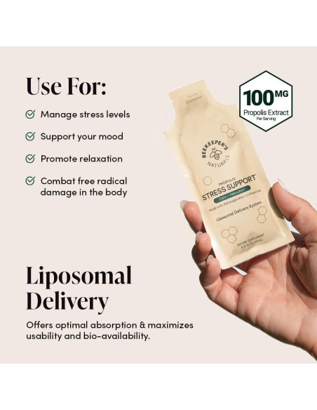 Suplemento Antiestrés Liposomal Beekeeper's Naturals 600mg 10ct Suplemento Antiestrés Liposomal Beekeeper's Naturals 600mg 10ct
