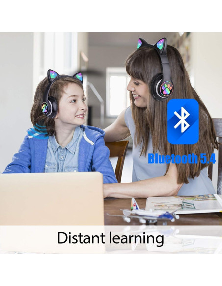 Auriculares Inalámbricos TCJJ para Niños - Gato, Bluetooth 5.4