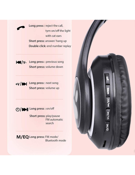 Auriculares Inalámbricos TCJJ para Niños - Gato, Bluetooth 5.4