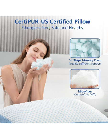 Almohada Ajustable WEUP Reina con Espuma Memoria Refrigerante Almohada Ajustable WEUP Reina con Espuma Memoria Refrigerante