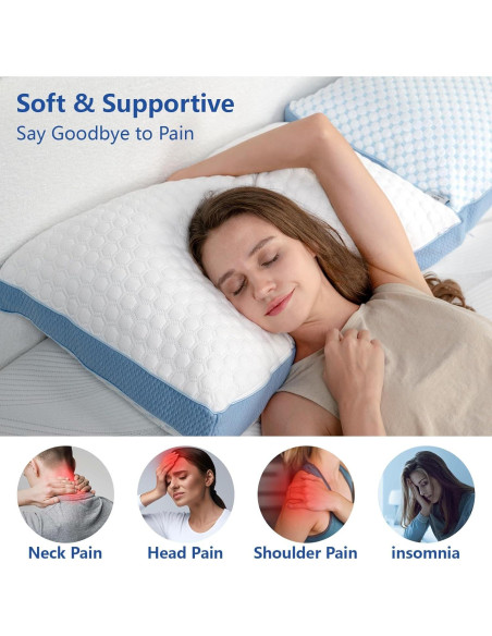 Almohada Ajustable WEUP Reina con Espuma Memoria Refrigerante Almohada Ajustable WEUP Reina con Espuma Memoria Refrigerante