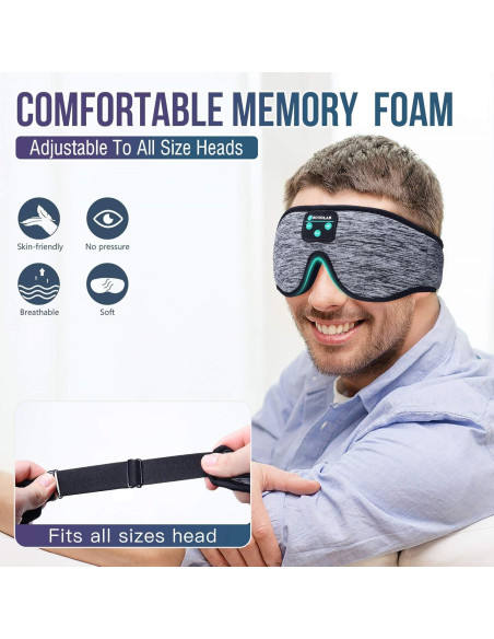 Máscara para dormir Bluetooth Boodlab con auriculares lavables Máscara para dormir Bluetooth Boodlab con auriculares lavables