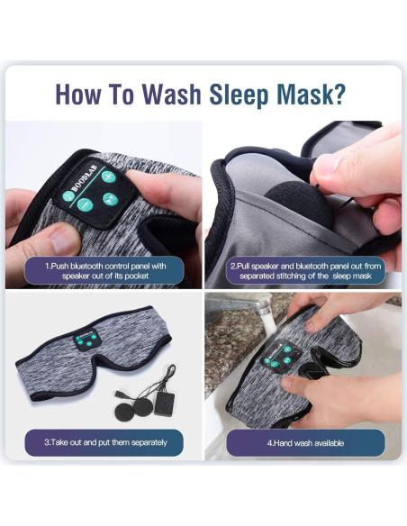 Máscara para dormir Bluetooth Boodlab con auriculares lavables Máscara para dormir Bluetooth Boodlab con auriculares lavables