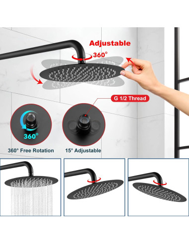 Cabezal de Ducha Redondo Midanya 15 cm Alta Presión Acero Inoxidable