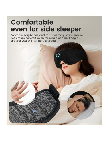 Máscara de Sueño Bluetooth Boodlab con Auriculares 3D