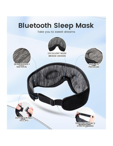 Máscara de Sueño Bluetooth Boodlab con Auriculares 3D