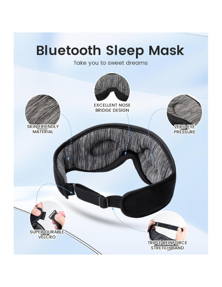 Máscara de Sueño Bluetooth Boodlab con Auriculares 3D Máscara de Sueño Bluetooth Boodlab con Auriculares 3D