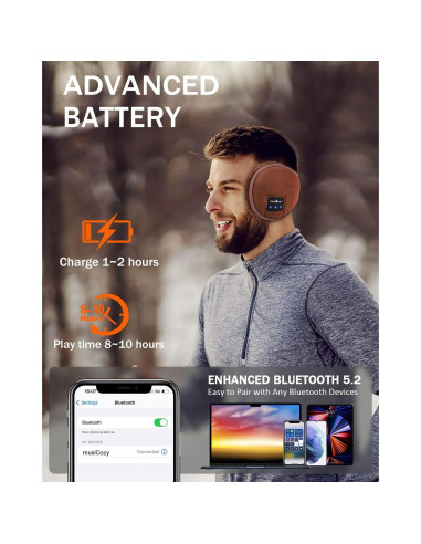 Auriculares Bluetooth MUSICOZY para Dormir y Correr - Paquete de 2