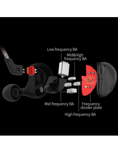 Auriculares KZ AS10 HiFi 5BA con micrófono y cable 3.5mm