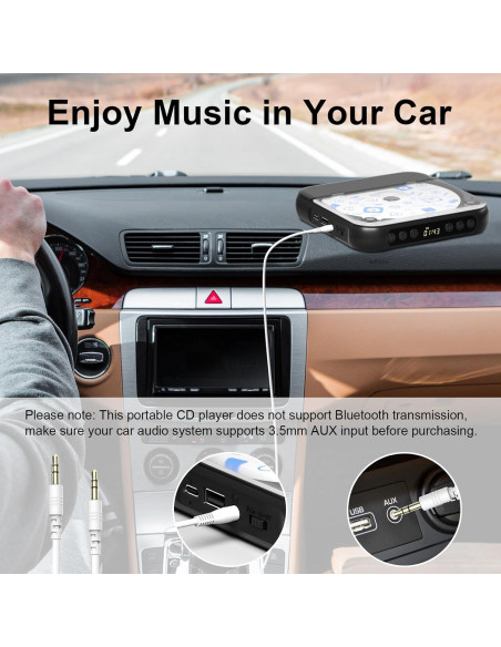 Reproductor de CD portátil MICOCIOUS con Bluetooth y USB - Negro Reproductor de CD portátil MICOCIOUS con Bluetooth y USB - Negro