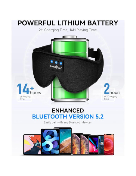 MÁSCARA DE SUEÑO MUSICOZY Bluetooth 5.4 con Auriculares HD MÁSCARA DE SUEÑO MUSICOZY Bluetooth 5.4 con Auriculares HD