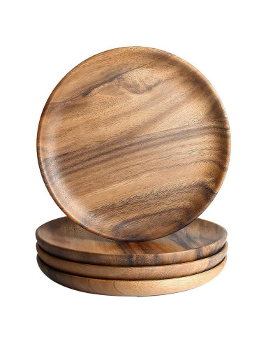 Juego de 4 Platos de Madera IQCWOOD 15.24 cm Redondos