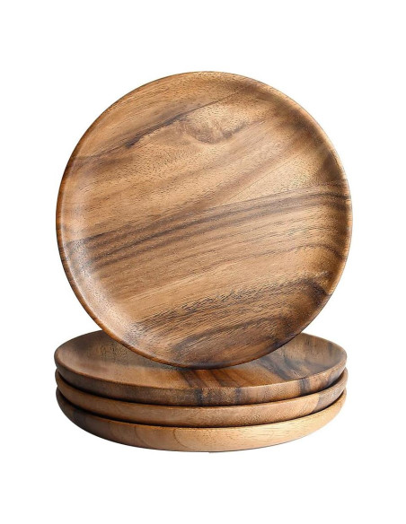 Juego de 4 Platos de Madera IQCWOOD 15.24 cm Redondos Juego de 4 Platos de Madera IQCWOOD 15.24 cm Redondos