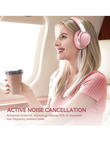 Auriculares Inalámbricos AUSDOM E7 Bluetooth 5.0 ANC 50H Oro Rosa