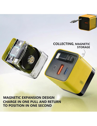 Cargador Retráctil 3 en 1 OOGKA 80W USB-C y 2 Puertos USB Verde
