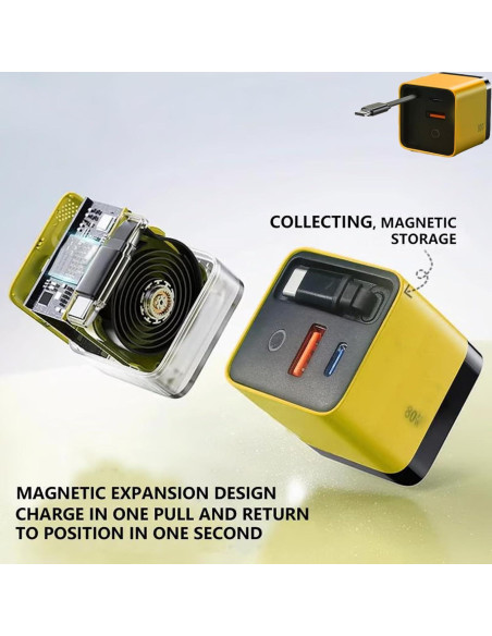 Cargador Retráctil 3 en 1 OOGKA 80W USB-C y 2 Puertos USB Verde Cargador Retráctil 3 en 1 OOGKA 80W USB-C y 2 Puertos USB Verde