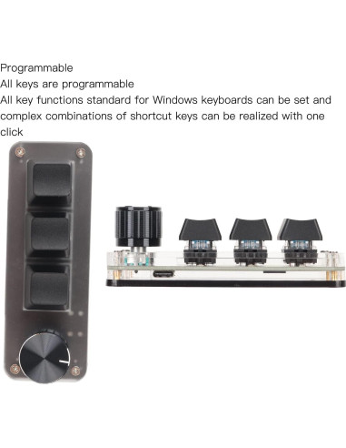 Teclado Mecánico Mini USB Dilwe 3 Teclas Programable Negro