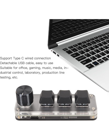 Teclado Mecánico Mini USB Dilwe 3 Teclas Programable Negro