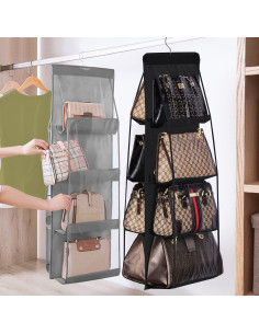 Organizador Colgante de Bolsos Lirex 8 Bolsillos Tela Oxford Negro 2