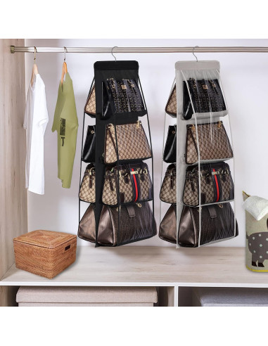 Organizador Colgante de Bolsos Lirex 8 Bolsillos Tela Oxford Negro