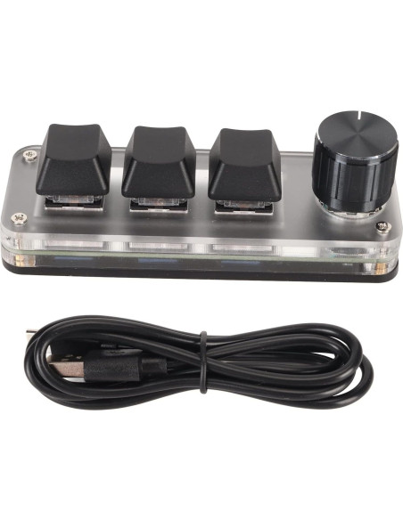 Teclado Mecánico Mini USB Dilwe 3 Teclas Programable Negro Teclado Mecánico Mini USB Dilwe 3 Teclas Programable Negro