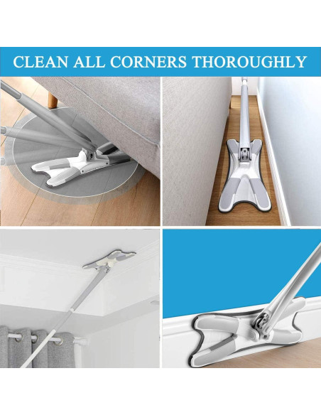 Mopa plana tipo X Zy-Mop-1 con 3 almohadillas de microfibra Mopa plana tipo X Zy-Mop-1 con 3 almohadillas de microfibra