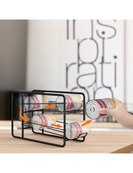Organizador de Latas MOOACE 4 Paquete Apilable Negro Organizador de Latas MOOACE 4 Paquete Apilable Negro