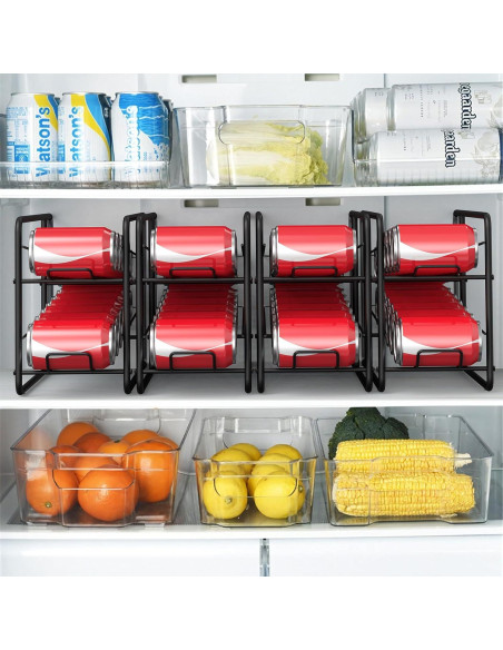 Organizador de Latas MOOACE 4 Paquete Apilable Negro Organizador de Latas MOOACE 4 Paquete Apilable Negro