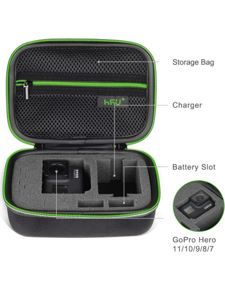 Funda de Transporte HSU para GoPro Hero 12/11/10/9/8/7/6/5 - Compacta y Protectora Funda de Transporte HSU para GoPro Hero 12/11/10/9/8/7/6/5 - Compacta y Protectora