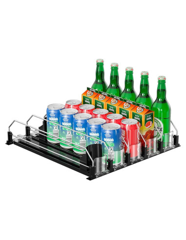 Organizador de Bebidas KUUKIKV para Nevera 5 Filas Negro