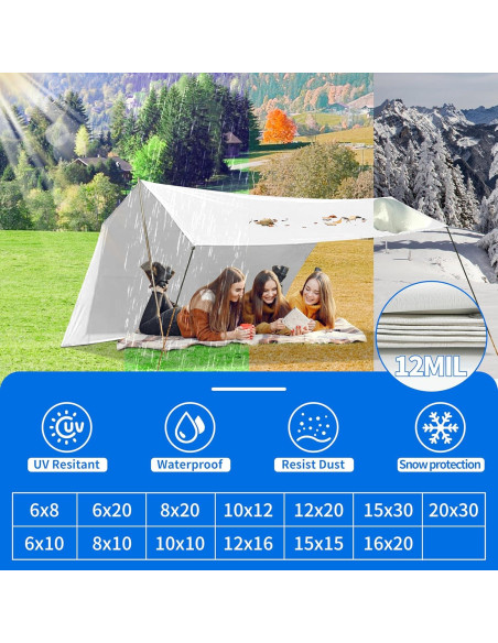 Lona Impermeable MVPNET 6x8 ft 12mil Alta Durabilidad Blanca Lona Impermeable MVPNET 6x8 ft 12mil Alta Durabilidad Blanca