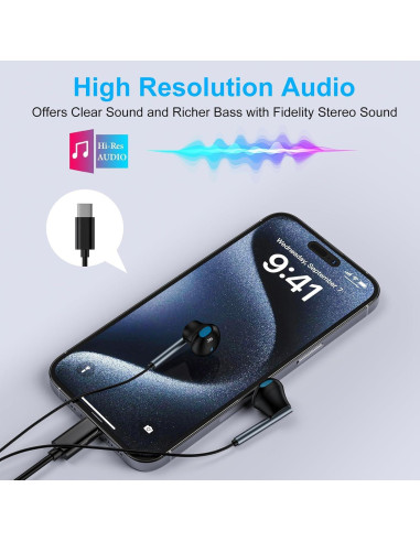 Auriculares USB C Samsung M16 con micrófono, HiFi, Negro
