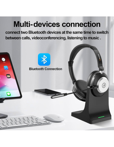 Auricular Inalámbrico Wantek BTC con Micrófono y Cancelación de Ruido