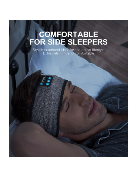Auriculares Bluetooth para Dormir Disfrutando, 10h Batería, Negro y Gris Auriculares Bluetooth para Dormir Disfrutando, 10h Batería, Negro y Gris