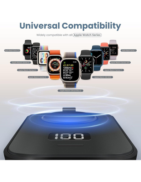 Cargador Portátil Inalámbrico Apple Watch 2500mAh Negro Cargador Portátil Inalámbrico Apple Watch 2500mAh Negro