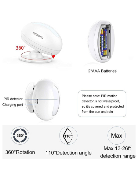 Timbre Inalámbrico AMHEY con Sensor de Movimiento 152.4m Timbre Inalámbrico AMHEY con Sensor de Movimiento 152.4m