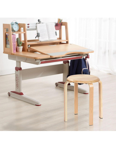 Taburete apilable de madera Yawinhe 30x42 cm Natural 2-Pack