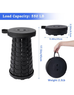 Taburete Telescópico Plegable VOLIXOD 250kg Negro 2