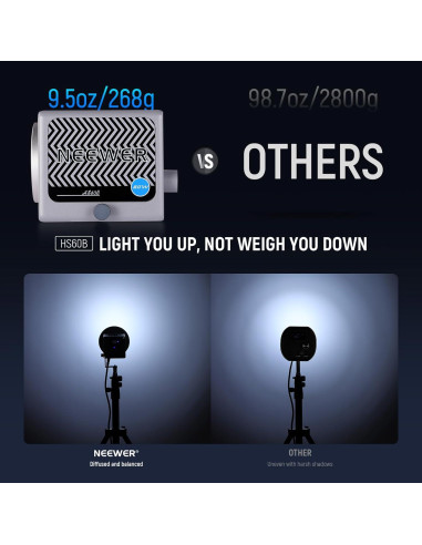 Luz de Video NEEWER HS60B 60W Bi Color LED Portátil 2700-6500K