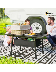 Mesa de Camping Plegable Outsunny 90x55 cm Ajustable Negra 2