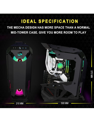 Caja de PC Gaming KEDIERS C650 ATX con Vidrio Templado