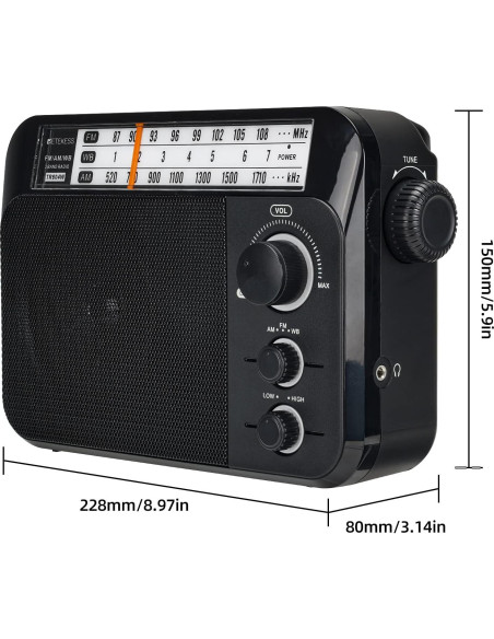 Radio Meteorológica Portátil Retekess TR604W AM FM NOAA Radio Meteorológica Portátil Retekess TR604W AM FM NOAA