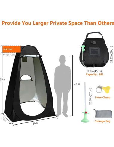 Tienda de Ducha Pop Up BALAVA 1.5m Impermeable Camping