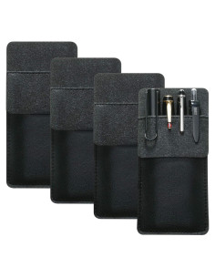 Funda de Bolígrafos Outus 4 Pack de Cuero Negro Hecha a Mano