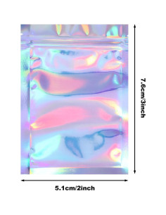 Bolsas de Aluminio Reutilizables Blulu 100 Piezas 5x7 cm Holográfico 2