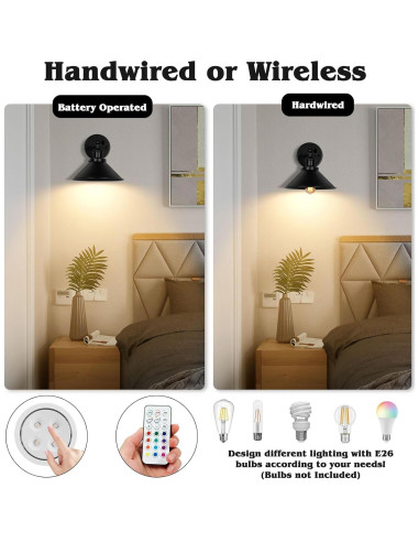 Juego de 2 Apliques de Pared Inalámbricos GreatTool RGB
