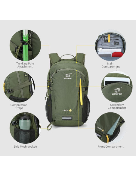 Mochila de Senderismo 20L SKYSPER Unisex Verde Militar Mochila de Senderismo 20L SKYSPER Unisex Verde Militar