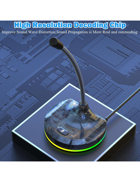 Micrófono USB Blapsuro M7 con Botón de Silencio y Luz RGB Micrófono USB Blapsuro M7 con Botón de Silencio y Luz RGB