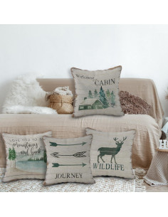 Cojines Decorativos SiuSue 45.72x45.72 cm Beige Cabaña - Juego de 4 2